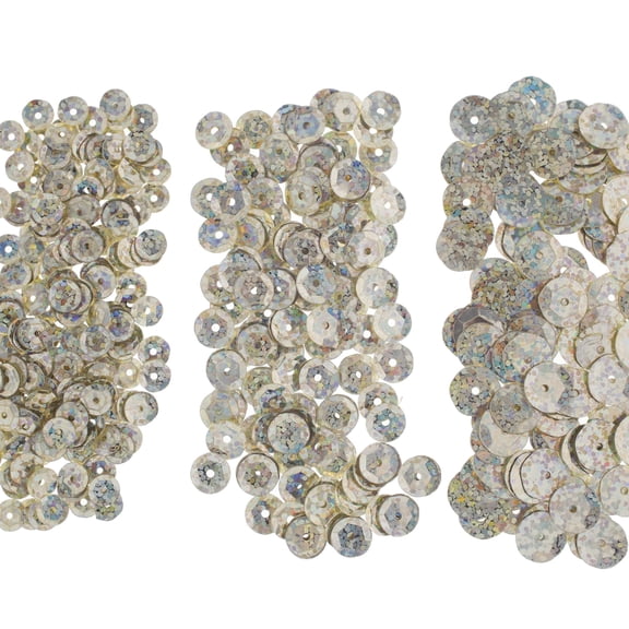 John Bead 700pcs 6/8/10mm Champagne Round Plastic Assorted Loose Sequins Hologram with Hole for DIY Crafts Making Sewing Embroidery Clothes Decoration