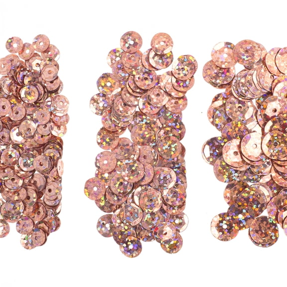 John Bead 700pcs 6/8/10mm Peach Round Plastic Assorted Loose Sequins Hologram with Hole for DIY Crafts Making Sewing Embroidery Clothes Decoration