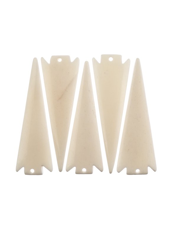 79x25mm White Natural Bone Arrow Head Pendants, 5pcs