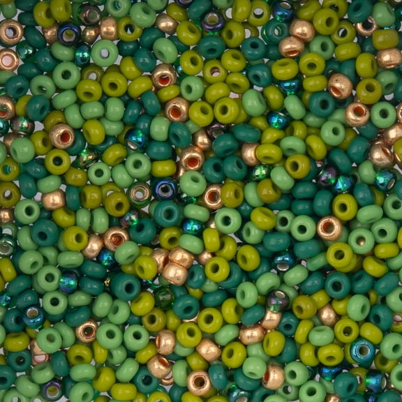 John Bead 8/0 Czech Glass Seed Beads 22 Grams Multi Mix Green for DIY Arts Crafts Jewelry Bracelets Necklaces Earrings Phone Charm Making
