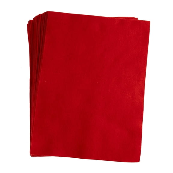 John Bead 9" x 12" Red Acrylic Craft Felt Sheets, 25pcs