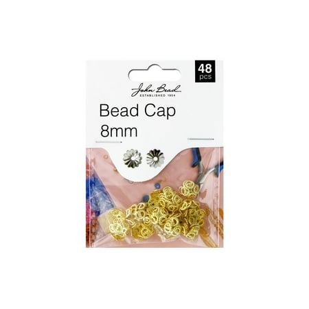 John Bead MHF Bead Cap 8mm Gold 48pc
