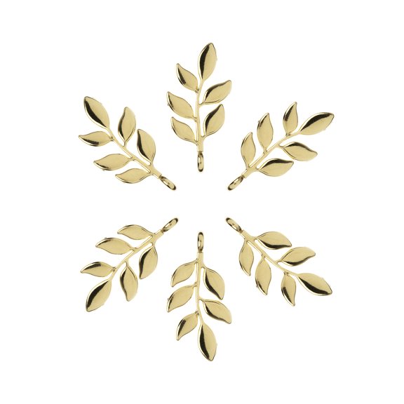 John Bead Beadwork Findings 18pcs Gold Jewelry Findings Pendants | Branch with Leaves (6pcs x Pack of 3)