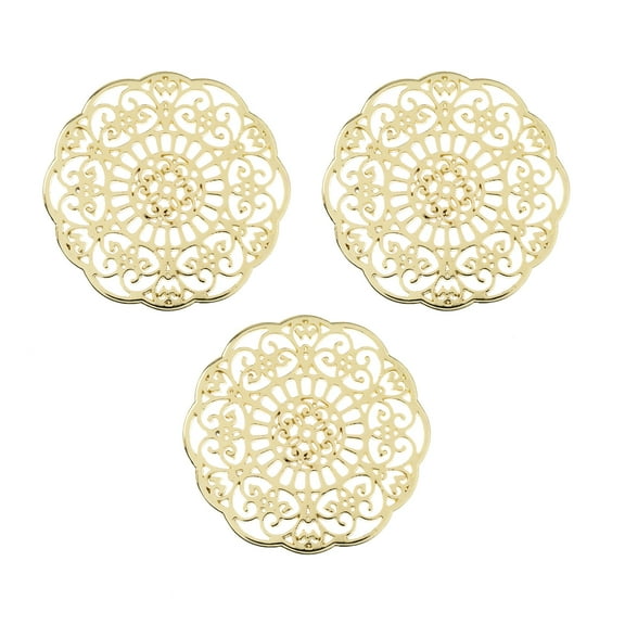 John Bead Beadwork Findings 9pcs Gold Jewelry Findings Pendants | Mandala (3pcs x Pack of 3)