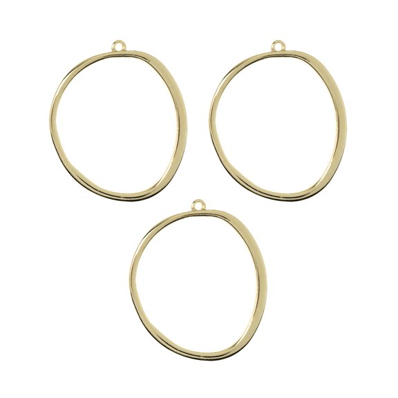 John Bead Beadwork Findings - Gold Organic Circle, Pkg of 3