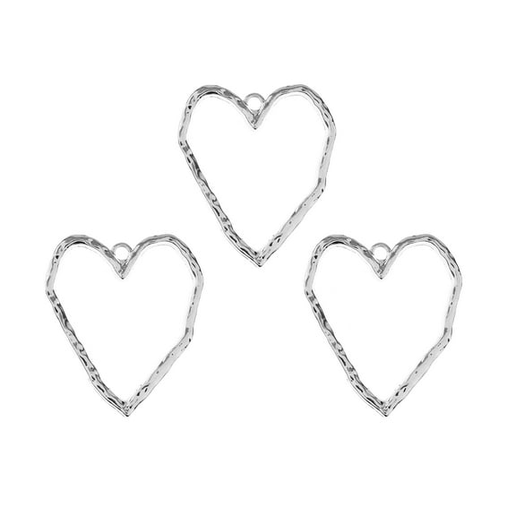 John Bead Beadwork Findings 9pcs Silver Jewelry Findings Pendants | Organic Heart (3pcs x Pack of 3)