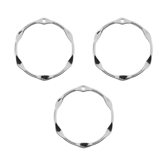 John Bead Beadwork Findings Partly Flattened Circle Silver Jewelry Finding, 9pcs