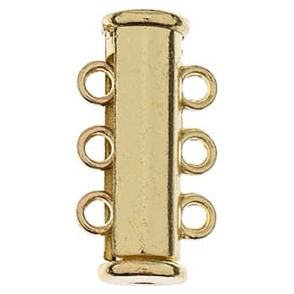 John Bead Beadwork Findings Tube Slide with 3Strand Gold Jewelry