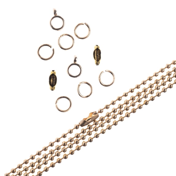 John Bead Chain & Finding Set 3mm Ball Gold
