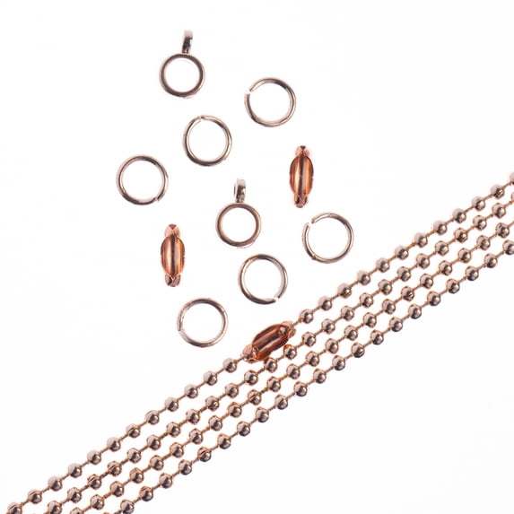 John Bead Chain & Finding Set 3mm Ball Rose Gold