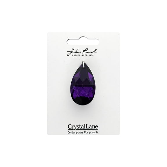 Crystal Lane DIY 22x38mm Amethyst Glass Faceted Teardrop Pendant for Jewelry Making, Bracelet, Earring & DIY Crafts