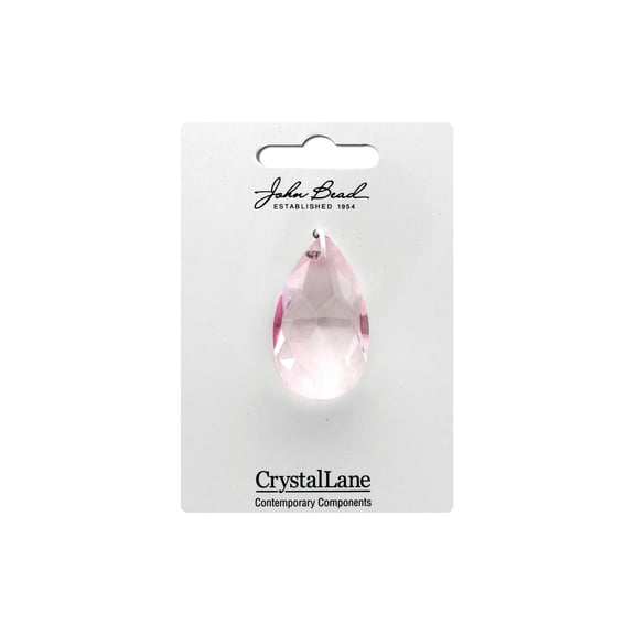 Crystal Lane DIY 22x38mm Pink Glass Faceted Teardrop Pendant for Jewelry Making, Bracelet, Earring & DIY Crafts