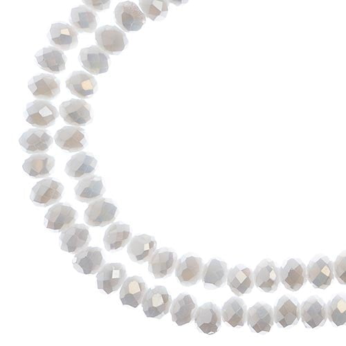 110pcs Crystal Lane DIY Rondelle 7in 3x4mm Opaque White AB 2 Strand glass bead for Jewelry Making, DIY Crafts & Decorations