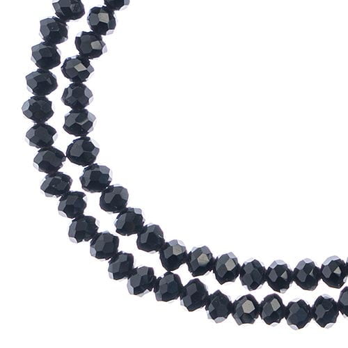 110pcs Crystal Lane DIY Rondelle 7in 3x4mm Opaque Black 2 Strand glass bead for Jewelry Making, DIY Crafts & Decorations