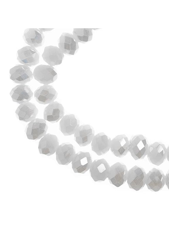 78pcs Crystal Lane DIY Rondelle 7in 4x6mm Opaque White Matt AB 2 Strand glass bead for Jewelry Making, DIY Crafts & Decorations