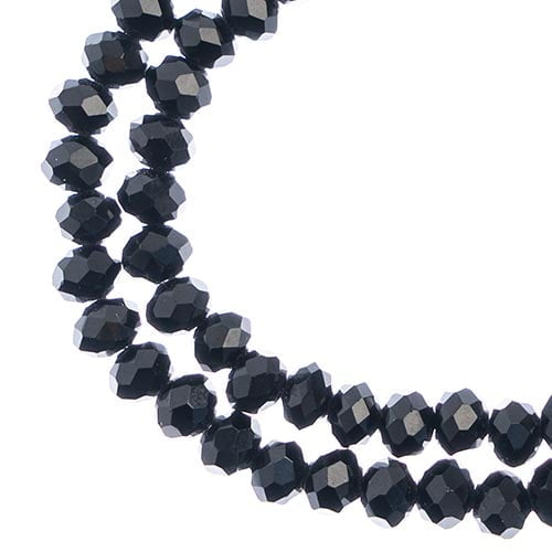 78pcs Crystal Lane DIY Rondelle 7in 4x6mm Opaque Black 2 Strand glass bead for Jewelry Making, DIY Crafts & Decorations