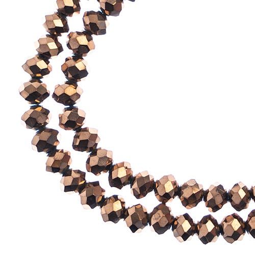 78pcs Crystal Lane DIY Rondelle 7in 4x6mm Opaque Copper Iris 2 Strand glass bead for Jewelry Making, DIY Crafts & Decorations