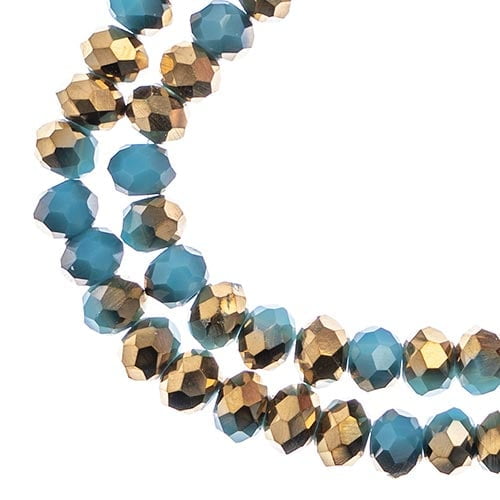 78pcs Crystal Lane DIY Rondelle 7in 4x6mm Opaque Dark Blue w/Half Gold Iris 2 Strand glass bead for Jewelry Making, DIY Crafts & Decorations