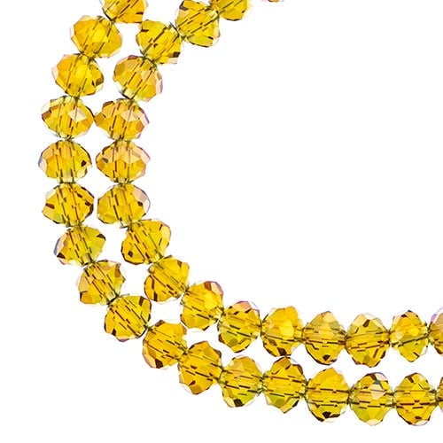 78pcs Crystal Lane DIY Rondelle 7in 4x6mm Transparent Light Amber w/Purple Luster 2 Strand glass bead for Jewelry Making, DIY Crafts & Decorations