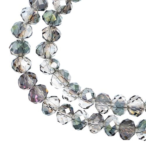 78pcs Crystal Lane DIY Rondelle 7in 4x6mm Transparent Rose Green Luster 2 Strand glass bead for Jewelry Making, DIY Crafts & Decorations