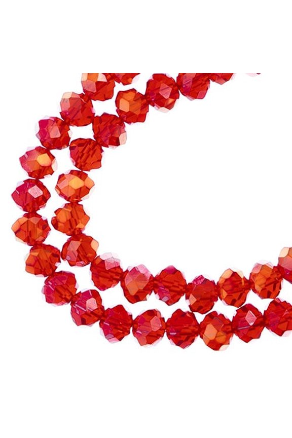 58pcs Crystal Lane DIY Rondelle 7in 6x8mm Transparent Red AB 2 Strand glass bead for Jewelry Making, DIY Crafts & Decorations