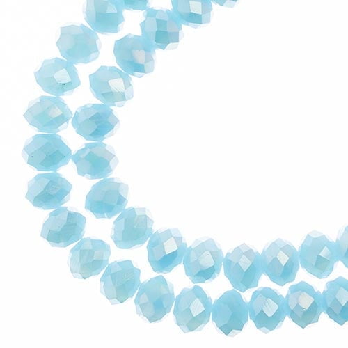 58pcs Crystal Lane DIY Rondelle 7in 6x8mm Opaque Blue AB 2 Strand glass bead for Jewelry Making, DIY Crafts & Decorations