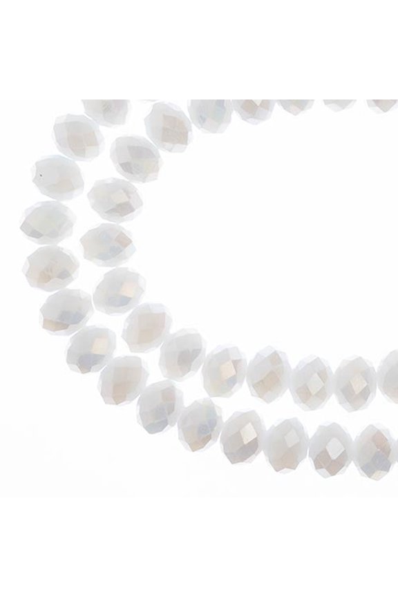 58pcs Crystal Lane DIY Rondelle 7in 6x8mm Opaque White Matt AB 2 Strand glass bead for Jewelry Making, DIY Crafts & Decorations