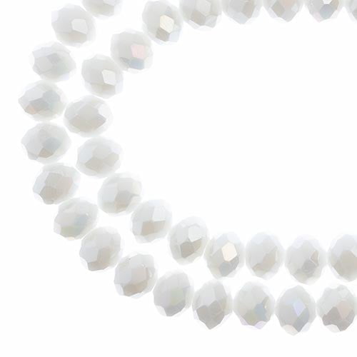 58pcs Crystal Lane DIY Rondelle 7in 6x8mm Opaque White AB 2 Strand glass bead for Jewelry Making, DIY Crafts & Decorations