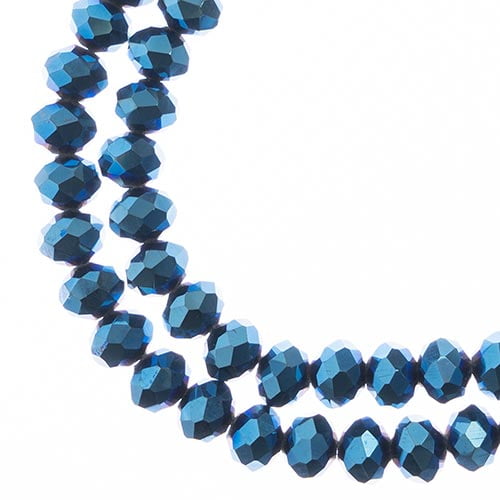 58pcs Crystal Lane DIY Rondelle 7in 6x8mm Opaque Blue Iris 2 Strand glass bead for Jewelry Making, DIY Crafts & Decorations