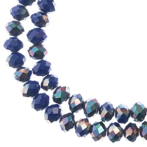 58pcs Crystal Lane DIY Rondelle 7in 6x8mm Opaque Dark Sapphire w/Half Iris 2 Strand glass bead for Jewelry Making, DIY Crafts & Decorations
