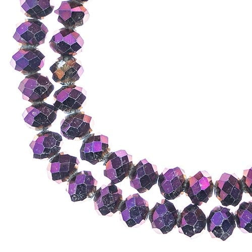 58pcs Crystal Lane DIY Rondelle 7in 6x8mm Opaque Purple Iris 2 Strand glass bead for Jewelry Making, DIY Crafts & Decorations