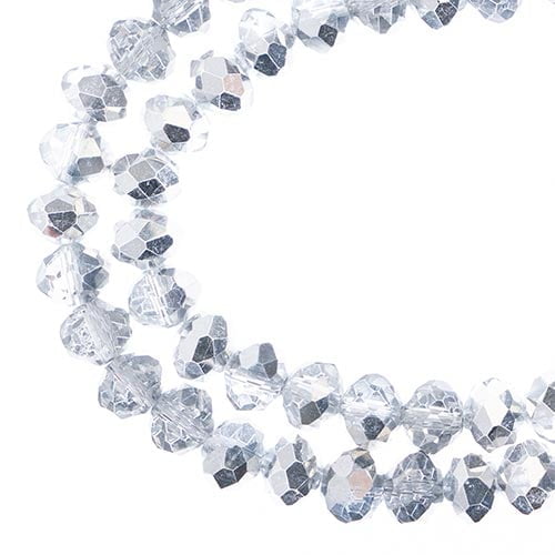 58pcs Crystal Lane DIY Rondelle 7in 6x8mm Transparent Half Silver Iris 2 Strand glass bead for Jewelry Making, DIY Crafts & Decorations