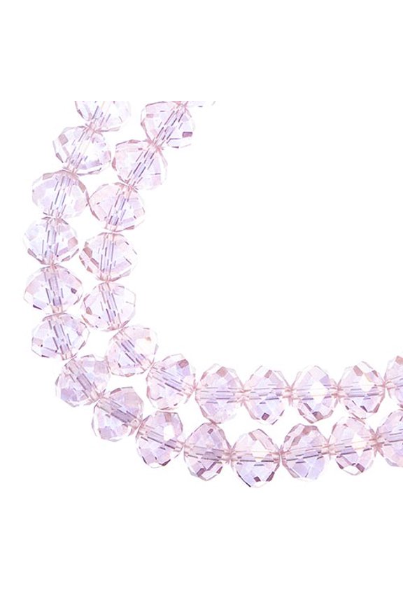 46pcs Crystal Lane DIY Rondelle 7in 8x10mm Transparent Pink AB 2 Strand glass bead for Jewelry Making, DIY Crafts & Decorations