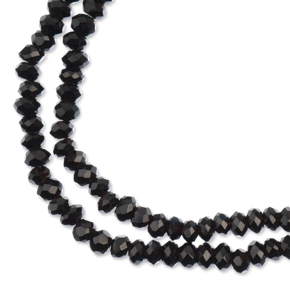 John Bead Crystal Lane Rondelle Bead Strands - Black, Opaque, 7"