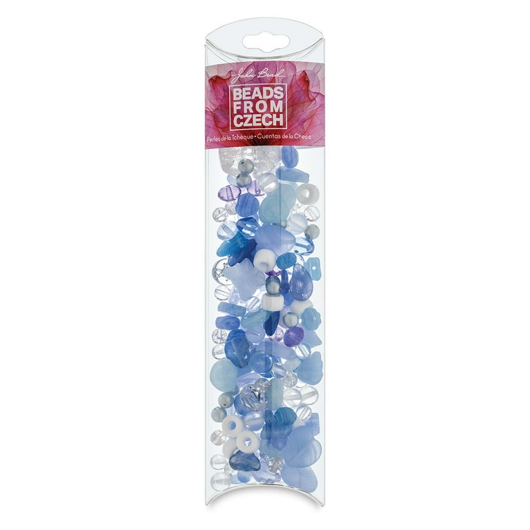 John Bead Czech Glass Bead Mix 100g Blue Washed