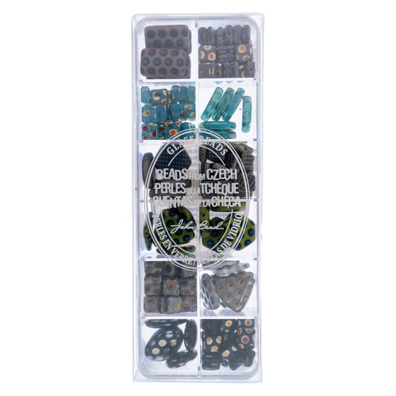 John Bead Czech Glass Beads apx 200g Polka Dot Fun Assorted Bead Box for DIY Craft, Jewelry Making