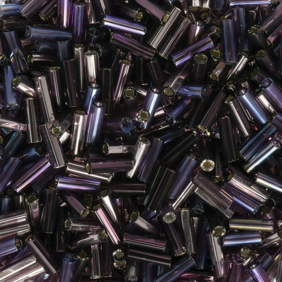 John Bead Czech Glass Bugle Seed Beads #3 (18g) Bugle Amethyst Mix Bead for Jewelry Making