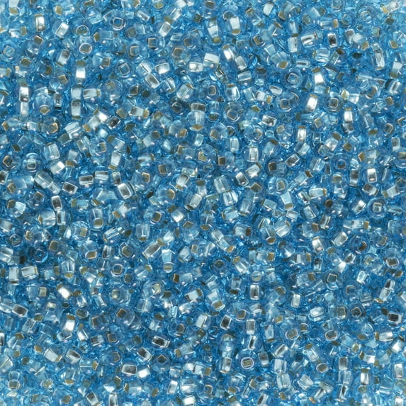 John Bead Czech Glass Seed Beads 10/0 (24g) Light Blue Silver Lined