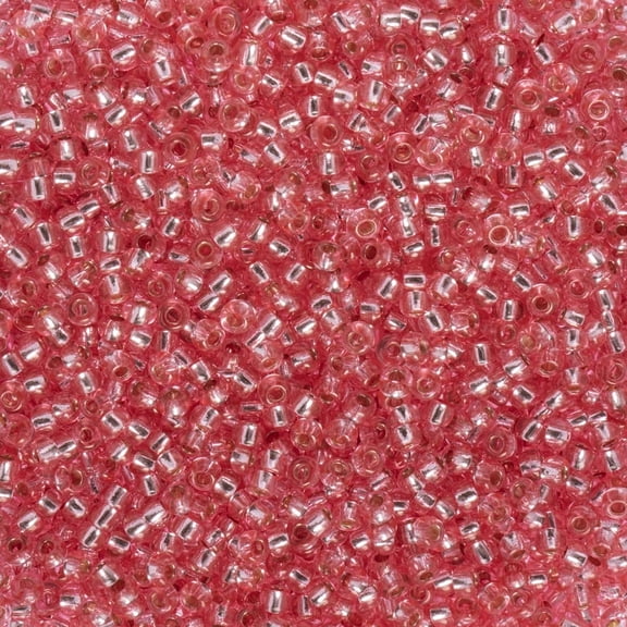 John Bead Czech Glass Seed Beads 10/0 (24g) Pink Silver Lined Bead