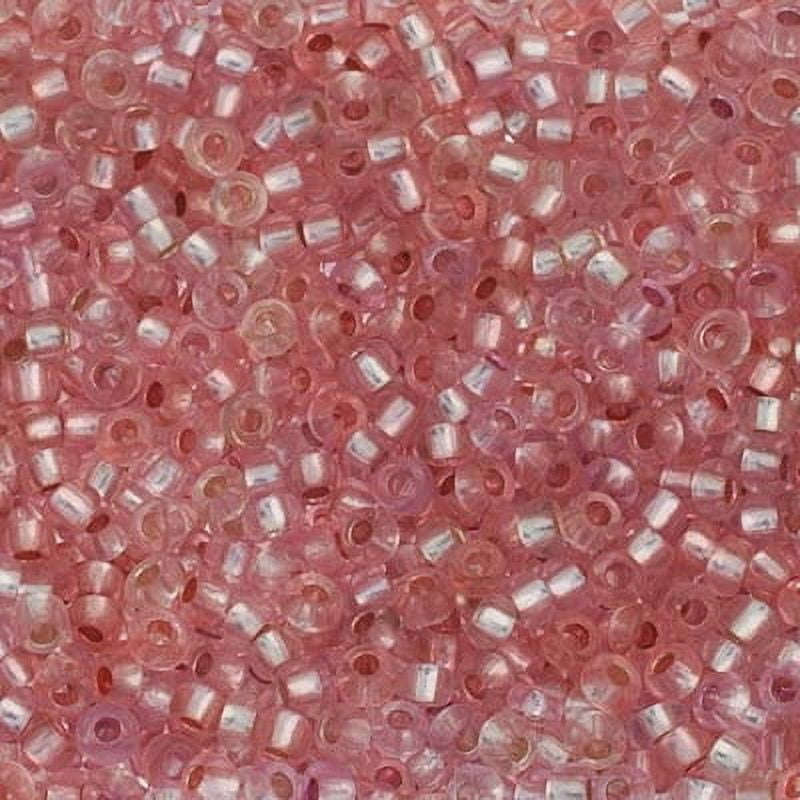 John Bead Czech Glass Seed Beads 10/0 (500g) Silverlined Transparent Pink Mix Bead