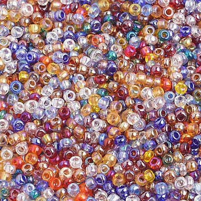 John Bead Czech Glass Seed Beads 10/0 (500g) Transparent Iris Multicolor Bead