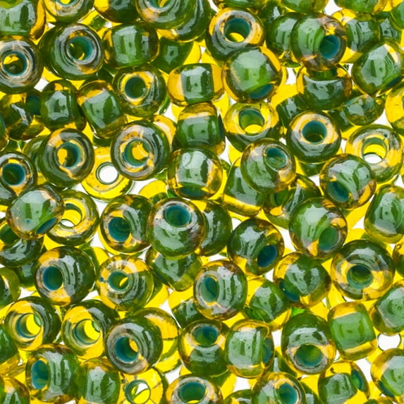 John Bead Czech Glass Seed Beads 2/0 (24g) Green Lined Topaz Bead