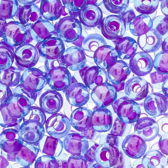 John Bead Czech Glass Seed Beads 2/0 (24g) Purple Lined Aqua Bead
