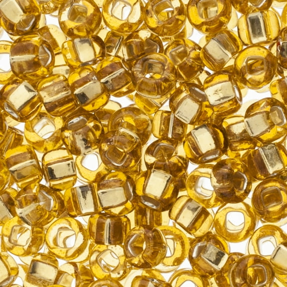 John Bead Czech Glass Seed Beads 2/0 (24g) Silver Lined Topaz Color