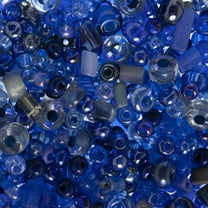 John Bead Czech Glass Seed Beads (23g) Assorted Sizes Blue Bead