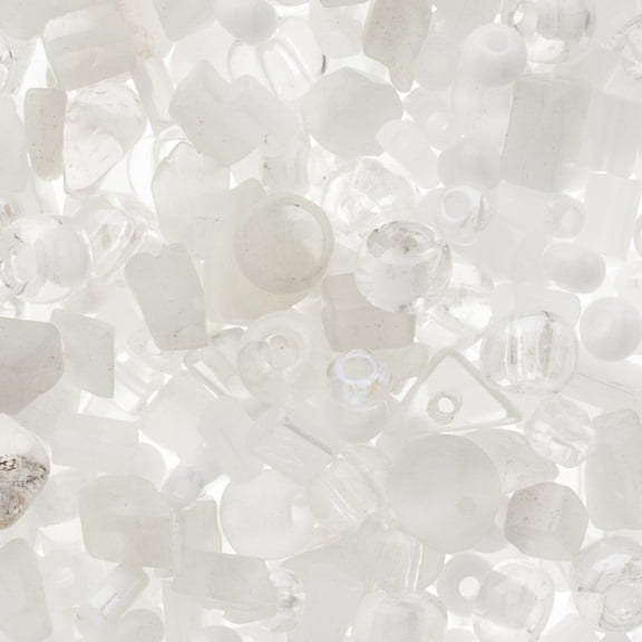 John Bead Czech Glass Seed Beads (24g) Assortment Newspaper Grey Bead