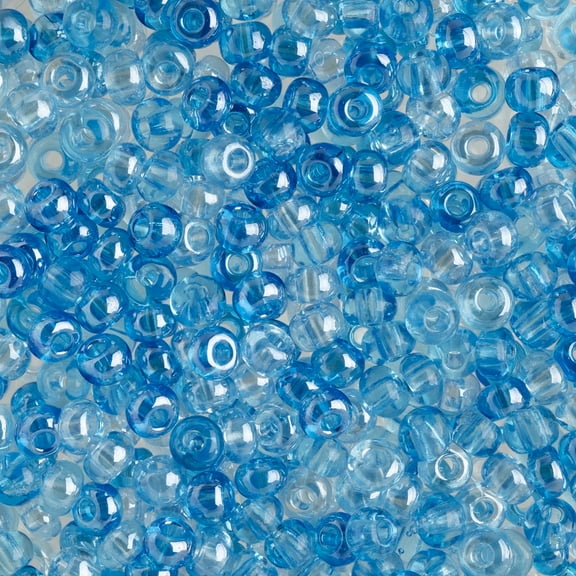John Bead Czech Glass Seed Beads 6/0 (100g) Blue Aqua Luster Mix Bead