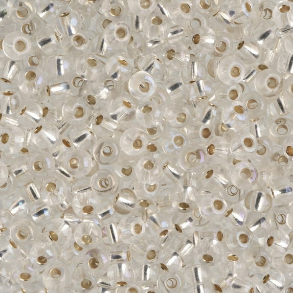 John Bead Czech Glass Seed Beads 6/0 (100g) Silverlined Crystal Rainbow Bead