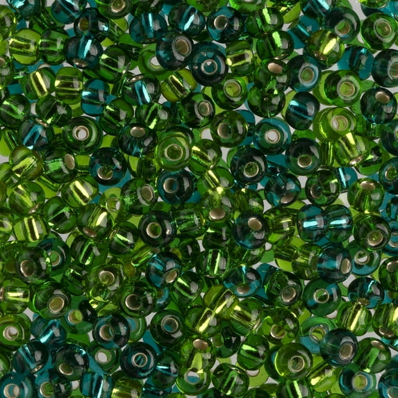 John Bead Czech Glass Seed Beads 6/0 (100g) Silverlined Seagreen Mix Bead