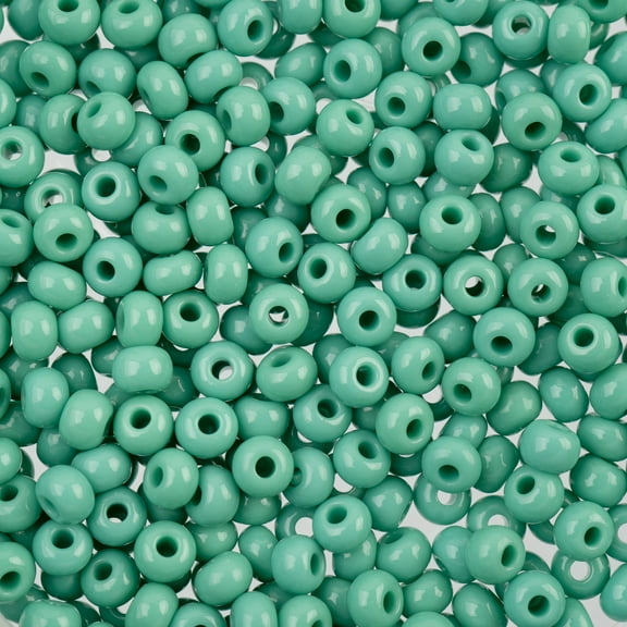 John Bead Czech Glass Seed Beads 6/0 (24g) Opaque Green Turquoise Bead